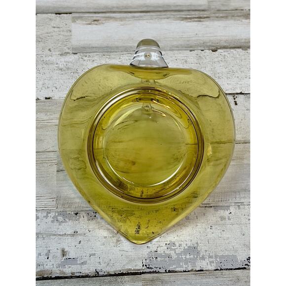 MCM New Martinsville Glass Heart Shape Amber & Clear Swan Bowl Nut Dish - Picture 3 of 6